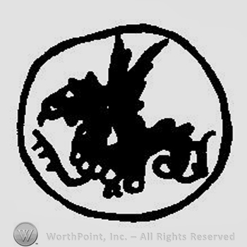 A dragon figure inside a circle