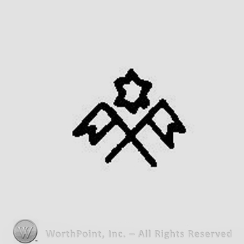 Two crossed flags under a star