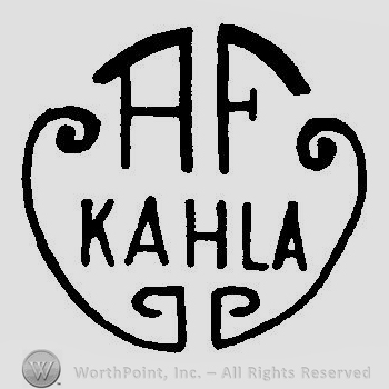 The text A F Kahla with two curved lines in the sides