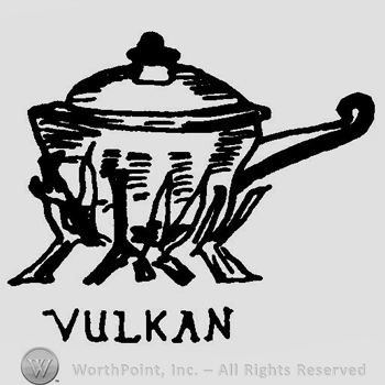 A pot on a fire above the word Vulkan