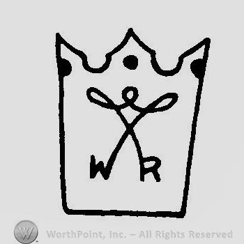 A crown with the initials W R linked through a triple loop
