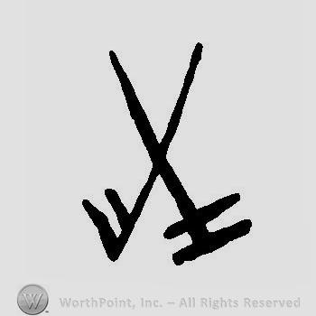 Two crossed oblique stylized swords.