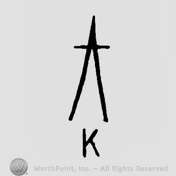 Lines forming a tall letter A with letter K written below.