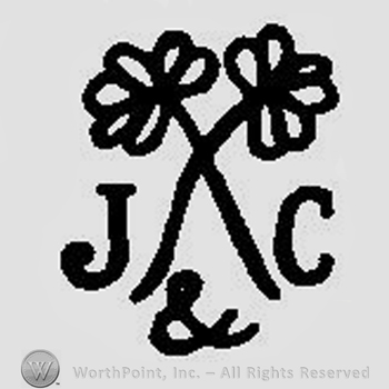 Two crossed flowers and the initials J & C