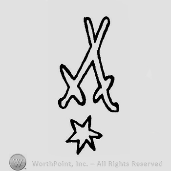 Two crossed swords with a star in between in the lower part