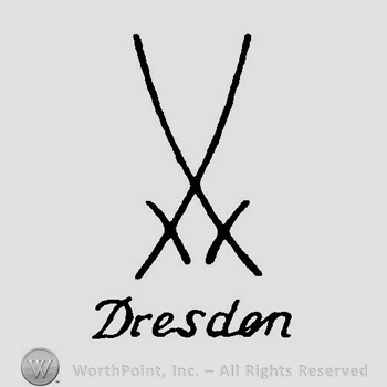 Two swords crossed above the word Dresden