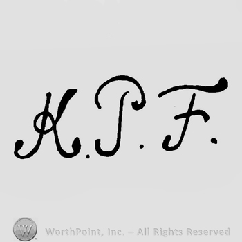 Letters K.P.F. in uppercase, handwritten