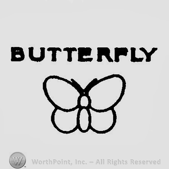 A butterfly under the word Butterfly written in uppercase letters