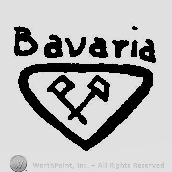 The word Bavaria above a triangle with two crossed hammers inside