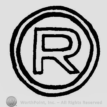 A double circle with an uppercase R inside