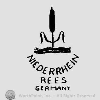 A rush flower and the text Niederreihn Rees Germany