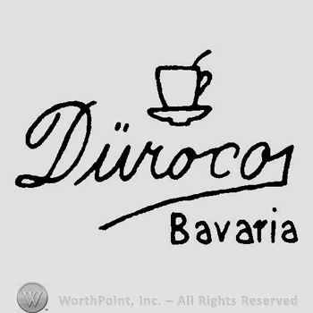 A cup above the word Duroco handwritten and the word Bavaria