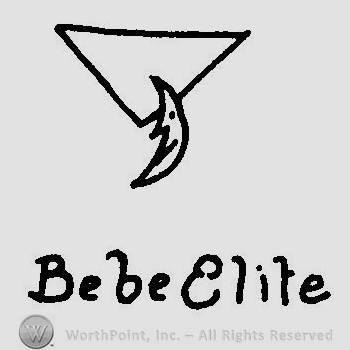 A crescent moon overlapping partially a triangle and the words Bebe Elite written under