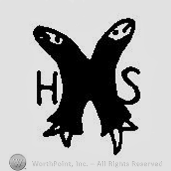 Two fish forming an X and the letters H S on the sides