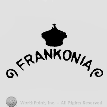 A crown above the word Frankonia in uppercase letters and with spirals at both ends