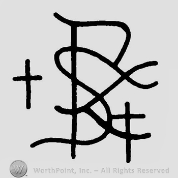 Stylized letters RS and K, handwritten.