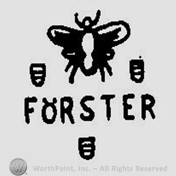 A butterfly above the word Forster and three shields