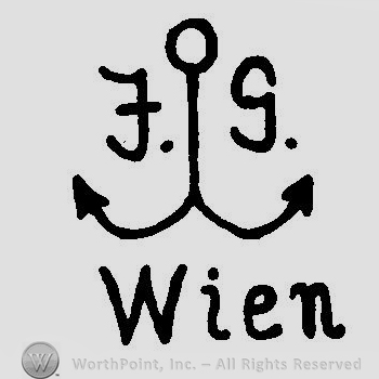 An anchor with the initials F G on the sides and above the word Wien