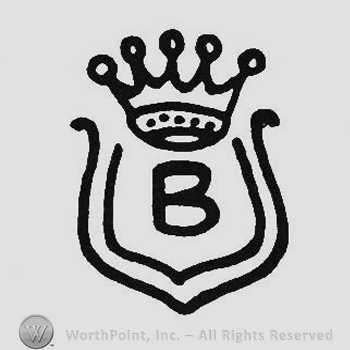 A crown above a shield with an uppercase B on it