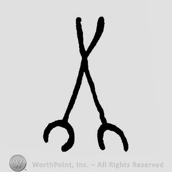 Two crossed sticks, each with a small V-shaped design above.