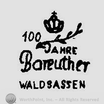 A crown above a branch and the text 100 Jahre Bareuther Waldsassen