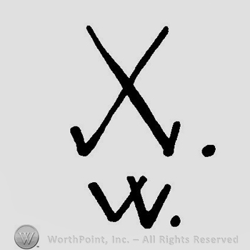 Two crossed lines with letter W written below.