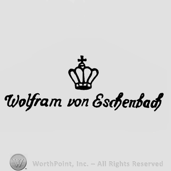 A crown above the text Wolfram von Eschenbach handwritten