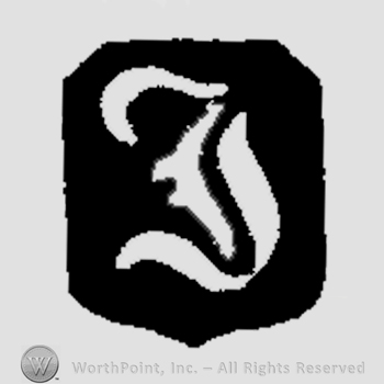 Stylized letter I over a black square.