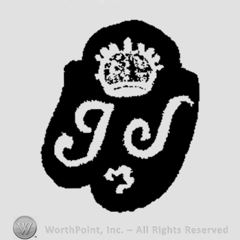 Letters I and S with a crown above; all on a black shape.