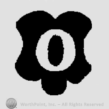 Letter O over a black shape.