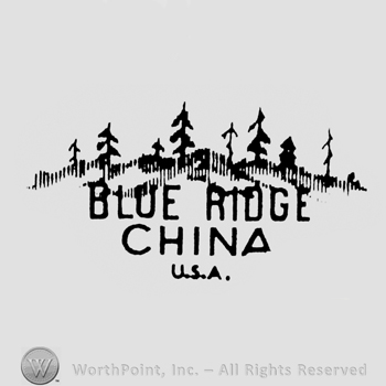 few trees up capital letters BLUE RIDGE CHINA USA under