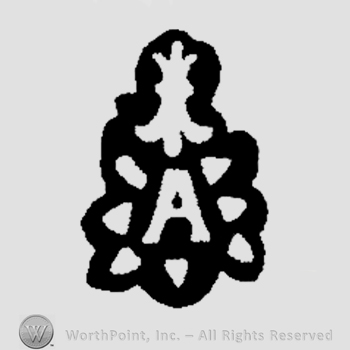 An uppercase A inside a cartouche and under a fleur de lis