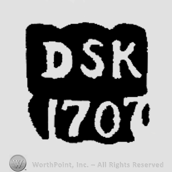 The initials D S K above the number 1707 all on a shield