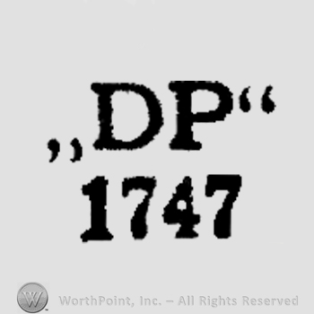 The initials D P above the number 1747