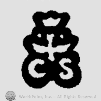 A crown above a flower and the initials C S