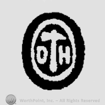 The initials D H and a hammer inside and oval