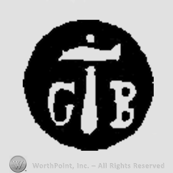The initials G B and a gammer inside a circle