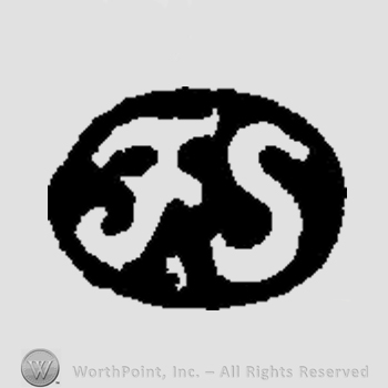 The initials F S inside an oval, handwritten