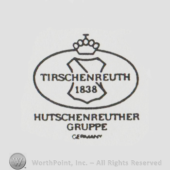 oval logo with a crown and a shield and TIRSCHENREUTH 1838 HUTSCHENREUTHER GRUPPE GERMANY