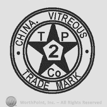 two circles inside the small one initials TPCo divided by star with 2 inside and between circles CHINA VITREOUS TRADE MARK