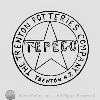 two circles inside the small one a star with TEPECO over and between circles THE TRENTON POTTERIES COMPANY THE TRENTON NJ