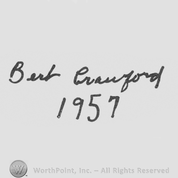 bold stylish letters BERT CRAWFORD up 1957 down