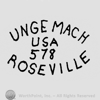 curved capital letters UNGEMACH up ROSEVILLE down USA 578 middle