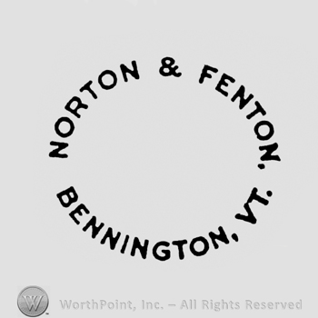 curved bold capital letters NORTON & FENTON BENNINGTON VT in shape of a circle 