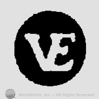 Monogram of letters VE inside of a cirle.