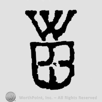 Letter W above a shield;possible a cross in the middle.