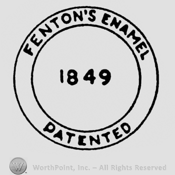 two circles 1849 inside the small one and between them capital letters FENTON'S ENAMEL PATENTED