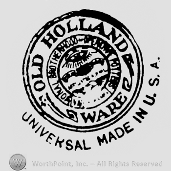 capital letters OLD HOLLAND up WARE down eye and eagle middle inside a circle UNIVERSAL  MADE IN USA under