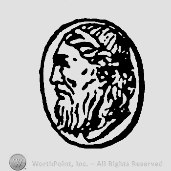 Mans head inside an oval.