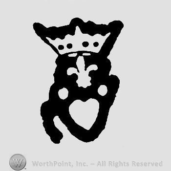 Heart shape,fleur-de-lis and a crown on top.